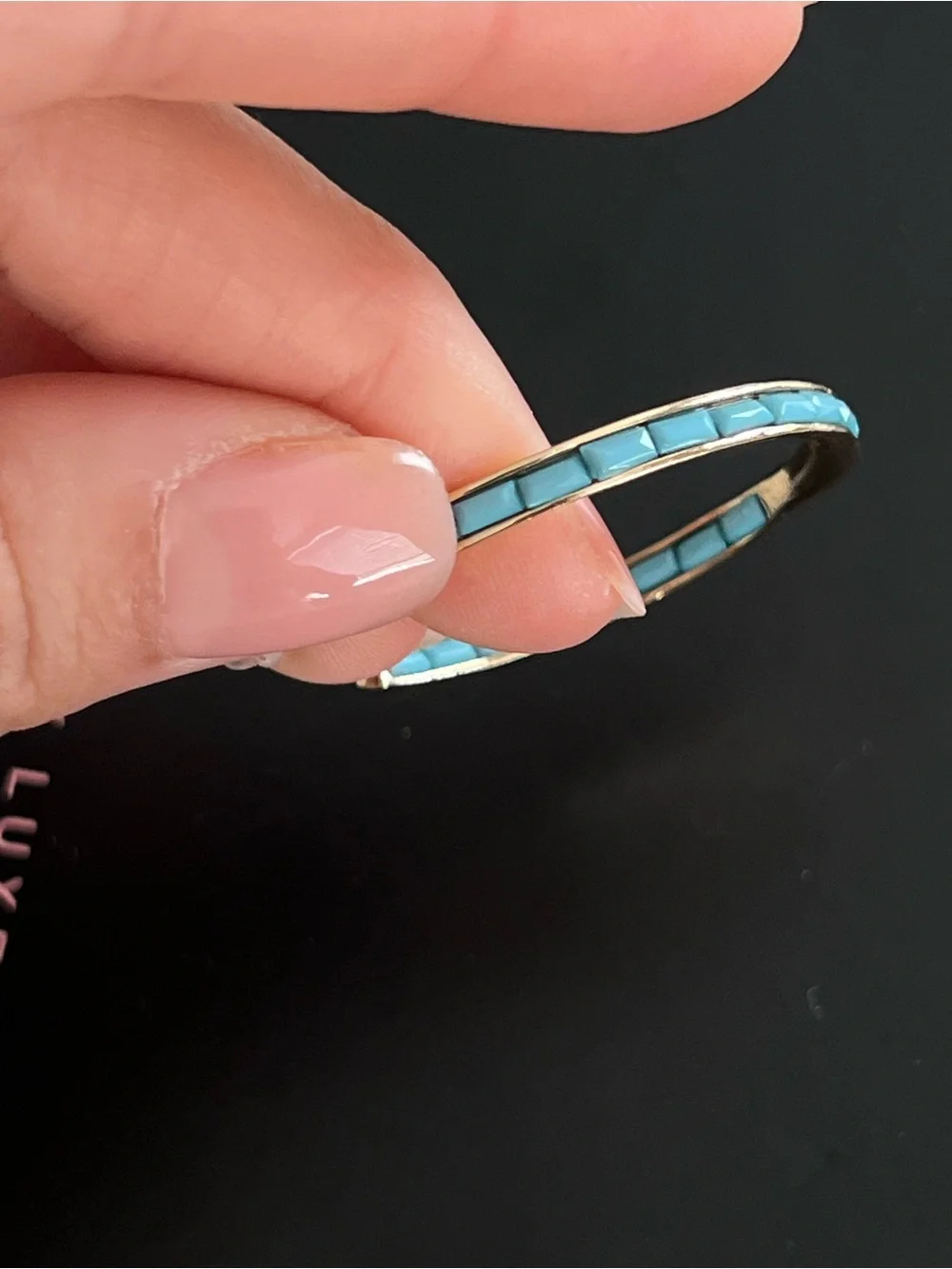 Single earring-Rivka Friedman Turquoise Elongated Hoop Earrings